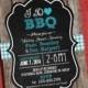 Printable "I Do" BBQ Barbecue Couples/Coed Wedding Shower Invitation Chalk Style with Gingham and Wood Background