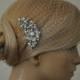 birdcage veil and Freshwater pearls Comb (2 Items) -  Wedding comb,bridal headpieces , rhinestone bridal Hair comb