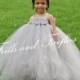Gray Flower girl dress, Grey Shabby Chic Tutu Dress, Silver Shabby Chic Flowers - OTHER COLORS AVAILABLE  12-24 Mo, 2t, 3t, 4t, 5t, 6