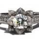 PLATINUM Miligrain - Gorgeous UNIQUE Flower Lotus Rose Diamond Engagement Ring Semi mount SETTING only - fL04 - New