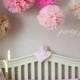 Lovely .. set of 5 tissue paper pom poms.. nursery decor / party decoration / weddings