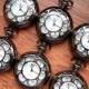Set of 6 Black Quartz Pocket Watches with Vest Chains Groomsmen Gift Groom's Corner Wedding Party Ships from Canada