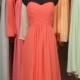Chiffon Bridesmaid Dress, Long Coral Bridesmaid Dress, Cheap Prom Dress