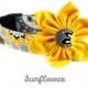 Gray Dog Collar Flower Set - Sunflower - Floral Dog Collar
