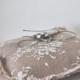 Rustic wedding lace burlap ring bearer pillow 7"x7"