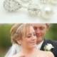 Pearl Bridal Earrings // Short Pearl // Cubic Zirconia Bridal Earrings // Wedding Earrings, Rhinestone and Swarovski Pearl Jewelry