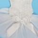 White Rosettes Rose Elegant Wedding Tutu Small Dog Pet Clothes Party Dress XS-L [PETDJ07]