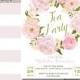 Bridal Shower Invitation, Tea Party Watercolor & Floral Accents Dinner DIY Printable Wedding Invite