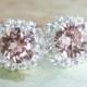 Blush pink crystal earrings, Rose gold bridal earrings, Swarovski earrings,crystal earrings, Blush pink earrings,Blush pink wedding jewelry