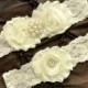 Wedding Garter Set, Bridal Garter Set - Ivory Lace Garter, Keepsake Garter Toss Garter, Ivory Wedding Garter, Ivory Wedding Garter Belt
