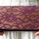 The LENA CLUTCH - Gold Satin and Purple Lace Clutch - Lace Wedding Clutch - Bridesmaid Gift Idea