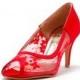 Red Lace  Wedding Heel,Red Bridal lace Heel,  Red Satin Heels, Red Wedding Shoes, Red See Through Wedding Shoes