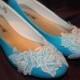 Custom Color Painted Bridal Shoes with Lace Detail - Wedding Flats
