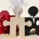 Wedding Cake Topper Salt and Pepper Puzzle People Together Forever I Love You