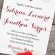 Heart Wedding Invitation Card with Envelope "Fluttering Hearts" Wedding Invitation Deposit - Valentine Wedding - Burgundy Red Black Wedding