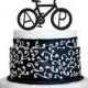 Personalized Wedding Cake Topper - Bicycle Monogram Initials Cake Topper - Unique Custom Bike Wedding Cake Topper - Peachwik - PT4