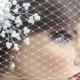 Detachable birdcage veil and pearl bridal comb