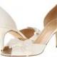 White D'orsay bow wedding shoes , silk satin party prom shoes , peep open toe bow clips pumps ,  pointed toe mid heels