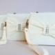 Promotional sale   - SET OF 6 -  Ivory bow wristelt clutch,bridesmaid gift ,wedding gift ,make up bag,zipper