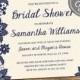 Wedding Shower Invitation, Bridal Shower Invitation, Lace, Navy, Blue, Cream Background, Printable File (Custom Order, INSTANT DOWNLOAD)