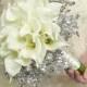 Wedding Flowers - Calla Lily Bridal Bouquet of White Lilies and Mirrored Beads - Fabulous Brooch Bouquet Alternative