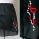 Valentine's Embroidered Love Slip 1960s Black Mini Lingerie