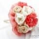 Large Wedding Brooch Bouquet Bridal Custom Beaded Bouquet Jewelled Flower Bridesmaids Bouquet in Ivory, Champagne, Coral