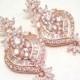 Rose Gold Bridal earrings -  Crystal wedding earrings
