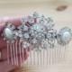 Vintage style rhinestone flower and pearl large bridal wedding comb - New