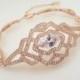 Rose Gold Bridal Bracelet, Crystal Wedding bracelet, Bridal jewelry, Rose Gold Cuff bracelet, Art Deco Wedding bracelet, Rhinestone bracelet - New