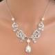 Bridal necklace, rhinestone necklace, wedding jewelry, vintage style with Swarovski crystals and Swarovski pearls