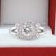 Platinum Natural Diamond Engagement Ring 0.95 Carat  Halo Bridal Ring HandMade