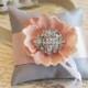 Silver and Blush Ring Pillow for dogs -  Pillow attach to Leather Collar