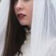 Vintage 1960s veil, ivory white wedding bridal lace hair head piece crown, mod 1950s 1970s long