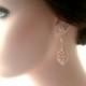 Bridal earrings -Rose gold dangle leaf earrings-Wedding earrings-Rose gold art deco rhinestone Swaroski crystal  earrings - Wedding jewelry
