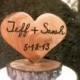 Rustic wedding cake topper customized wooden heart winter country fall weddings