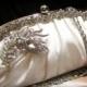 Bridal clutch, wedding clutch, Crystal clutch, vintage inspired evening bag,Ivory clutch, bridal bag