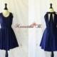 A Party Kate Cocktail Dress Cut Off Back Dress Navy Blue Party Dress Backless Prom Dress Wedding Bridesmaid Dresses Custom Made