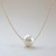 Single pearl necklace, Floating pearl necklace, Bridal pearl necklace, Bridesmaid gift, Simple everyday jewelry