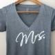 Mrs. Shirt - Mrs. Vneck Shirt - Bride Shirt - Bachelorette Party Shirts - Bridesmaid Shirts - Bridal Gift - Bride Gift
