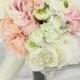 Silk Bride Bouquet Peony Flowers Pink Cream Spring Mix Shabby Chic Wedding Decor (Item Number 140270)