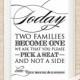 Wedding Reception Sign - Printable 8x10 Sign - Today Two Families Become One, Please Pick a Seat and Not a Side