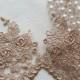 4" Rose Gold Vintage Lace Trim, Embroidered Gauze Lace, Lovely Floral Embroidery Tulle Fabric for wedding bridal dress, lingerie, clothing