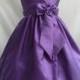 Flower Girl Dress - Purple V-Neck Dress with Purple - Wedding, Easter, Junior Bridesmaid, Formal Girl Dress, Recital (FGVN)