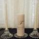 Wedding Unity Candle Set with Monogram and Crystals and Pearls