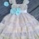 Tiffany Blue Flower Girl Dress-Mint Blue Flower Girl Dress-Champagne Flower Girl Dress- Rustic Flower Girl-Shabby Chic-Set-Cap Sleeve Dress
