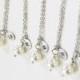 Bridesmaid Gift Set- Set of 5 Pearl with personalized initial silver leaf Necklace - S2313-3