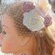 53 Different Colors - Champagne Blush Ivory Birdcage Veil-Champagne Bridal Fascinator-Wedding Headpiece