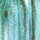 Aqua Silk Scarf, Tie Dye Scarf, Blue Bandana, Indian Silk, Vintage Sari Scarves, Indian Wedding Shawl, Hippie Veil, Bollywood