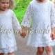 Lace Flower Girl Dress-Christening Baptism Dress-Long Sleeve Flower Girl Dress-Country Flower Girl-Bridesmaid-Rustic Wedding-Communion Dress